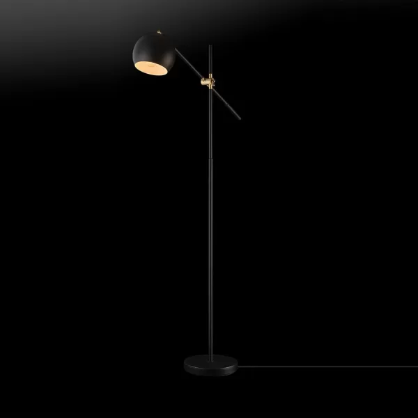 Globe Electric 65911 60quot Floor Lamp Matte Black Brass Pivot Matte Black Shade inLine OnOff Foot SwitchMolly Black  Brass