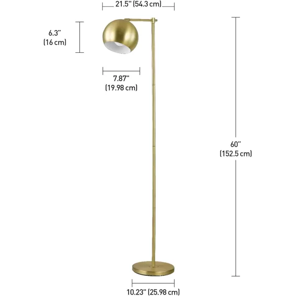 Globe Electric 65911 60quot Floor Lamp Matte Black Brass Pivot Matte Black Shade inLine OnOff Foot SwitchMolly Gold