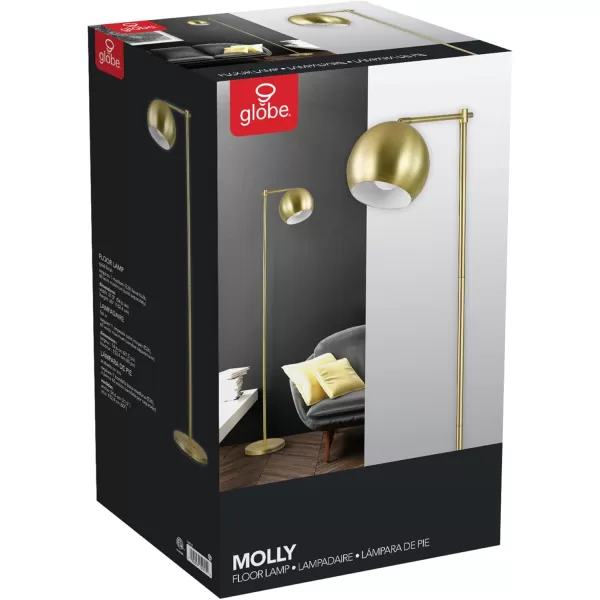 Globe Electric 65911 60quot Floor Lamp Matte Black Brass Pivot Matte Black Shade inLine OnOff Foot SwitchMolly Gold