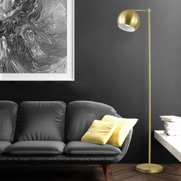 Globe Electric 65911 60quot Floor Lamp Matte Black Brass Pivot Matte Black Shade inLine OnOff Foot SwitchMolly Gold