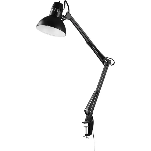 Globe Electric 12641 Architect 32quot SwingArm ClampOn Lamp Black Architect Finish LED Bulb IncludedBlack  Architect