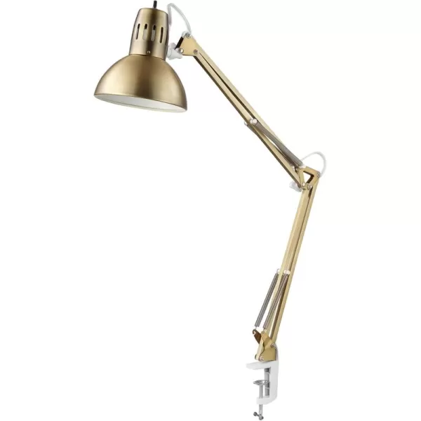 Globe Electric 12641 Architect 32quot SwingArm ClampOn Lamp Black Architect Finish LED Bulb IncludedGold