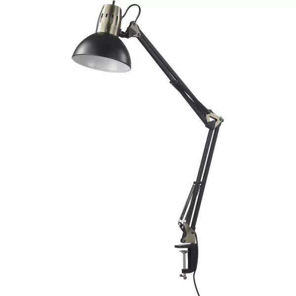 Globe Electric 12641 Architect 32quot SwingArm ClampOn Lamp Black Architect Finish LED Bulb IncludedMatte Black