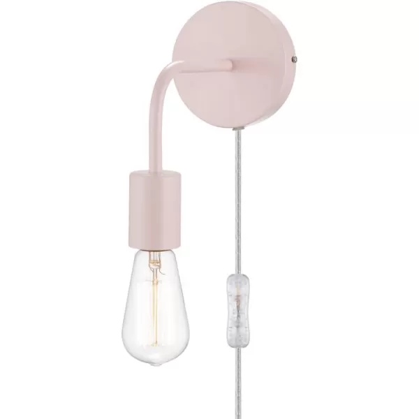 Globe Electric 51489 1Light Plugin or Hardwired Wall Sconce Matte White 6ft Clear Cord Inline OnOff Rocker Switch Bedroom and Livingroom Wall Lights LED Bulb CompatibleWalter Pink