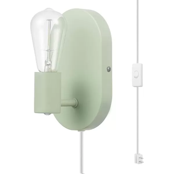 Globe Electric 51489 1Light Plugin or Hardwired Wall Sconce Matte White 6ft Clear Cord Inline OnOff Rocker Switch Bedroom and Livingroom Wall Lights LED Bulb CompatibleKiel Sage Green