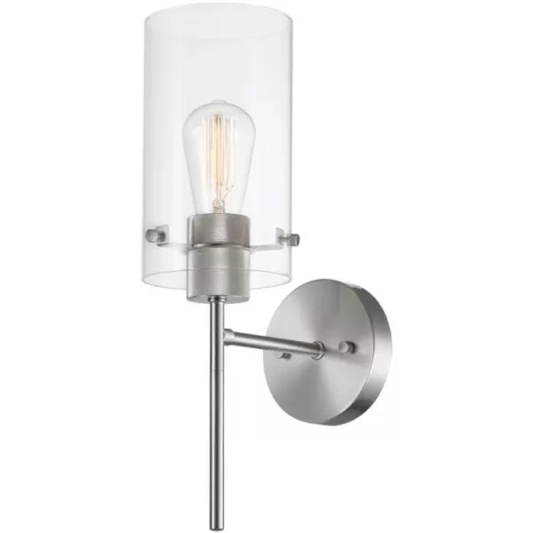 Globe Electric 51860 Pisaq 1Light Wall Sconce Matte Black Clear Glass Shade Bulb Not IncludedBrushed Nickel