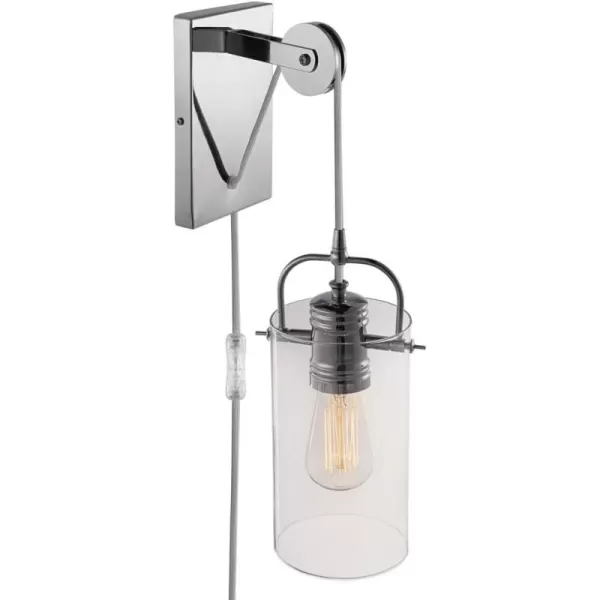 Globe Electric 51860 Pisaq 1Light Wall Sconce Matte Black Clear Glass Shade Bulb Not IncludedChrome  Clear Glass