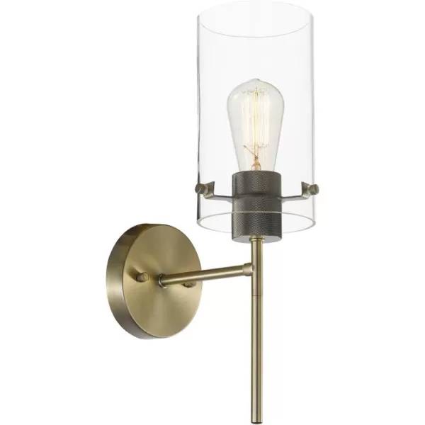 Globe Electric 51860 Pisaq 1Light Wall Sconce Matte Black Clear Glass Shade Bulb Not IncludedWhite