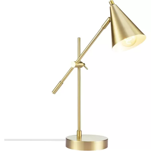 Globe Electric 52098 Pratt 20quot DeskTable Lamp Matte Brass Finish Adjustable Height Balance Arm inLine Rocker OnOff SwitchBrass