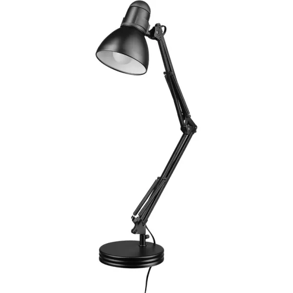 Globe Electric 56106 28quot Spring Balanced Arm Desk Lamp Matte Gray OnOff Rotary Switch on Shade Interchangeable Base and Clamp Arm Design Home Dcor Desk Lamps for Home Office Home DcorBlack