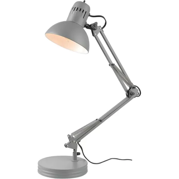 Globe Electric 56106 28quot Spring Balanced Arm Desk Lamp Matte Gray OnOff Rotary Switch on Shade Interchangeable Base and Clamp Arm Design Home Dcor Desk Lamps for Home Office Home DcorMatte Gray