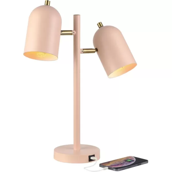 Globe Electric 67338 Novogratz x Globe Dobby 16quot Desk Lamp Matte Rose Matte Gold Legs Clear Cord inLine OnOff Switch PinkMatte Pink  Carter