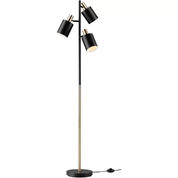 Globe Electric 67354 67quot 3Light Track Tree Lamp Matte Black Matte Brass Accents Floor Lamp for Living Room Adjustable Lamp Home Office Accessories Home Improvement Reading LampMatte Black  Brass