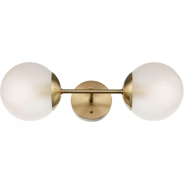 Globe Electric Celestia 2Light Wall Sconce Matte Brass Frosted Glass Shades Bulb Not Included