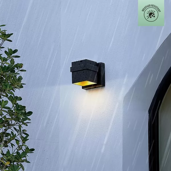 Globe Electric 44782 Maisel LED Integrated Outdoor Wall Sconce Matte Black 8W 650 Lumens 2700 Kelvin 492Matte Black  Yvie