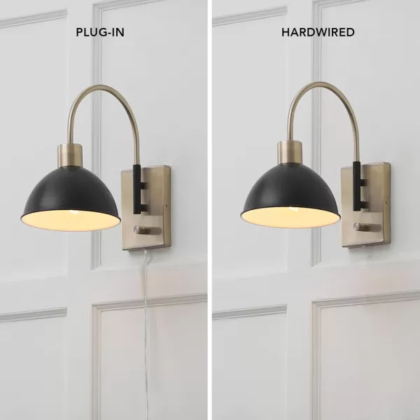 Globe Electric 51373 1Light Plugin Wall Sconce Matte Black Antique Brass Backplate Black Cloth Cord Wall Lighting Wall Lights for Bedroom Kitchen Sconces Wall Lighting Bulb Not IncludedBlack  Ivy