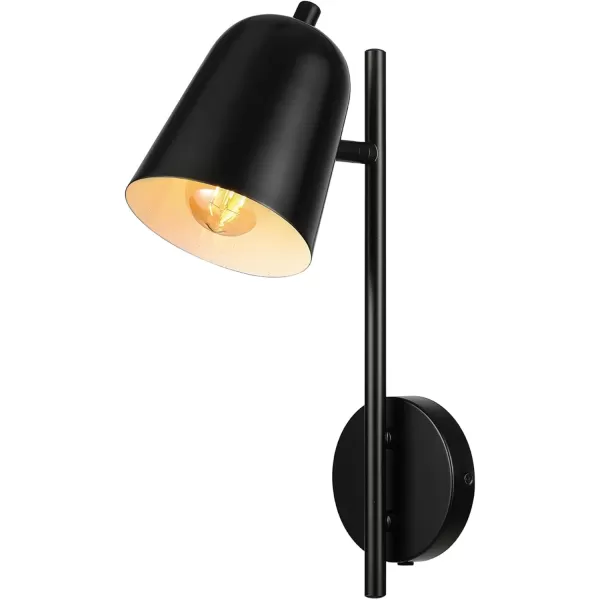 Globe Electric 51373 1Light Plugin Wall Sconce Matte Black Antique Brass Backplate Black Cloth Cord Wall Lighting Wall Lights for Bedroom Kitchen Sconces Wall Lighting Bulb Not IncludedMatte Black  Eastmont