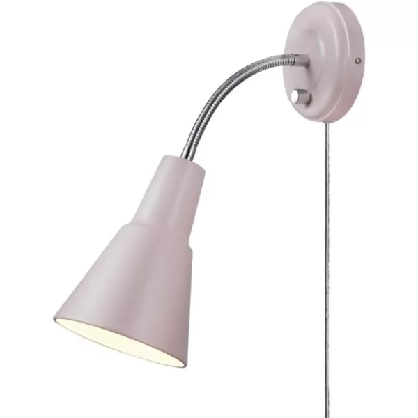 Globe Electric 13064 Sophie 1Light Plugin or Hardwire Wall Sconce Chrome Gooseneck Matte Rose 6ft Clear Cord Bulb Not IncludedPink