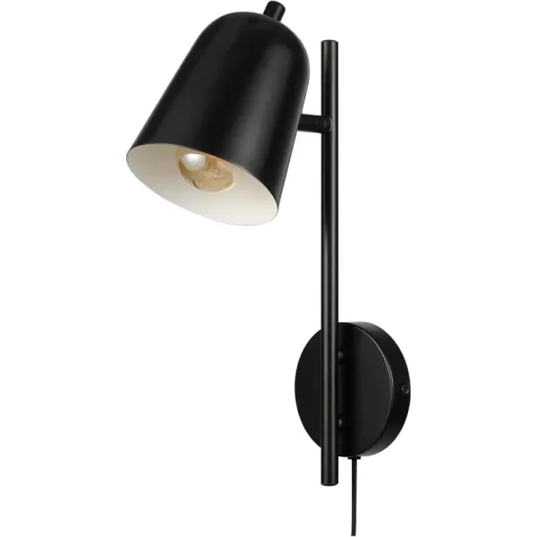 Globe Electric 51373 1Light Plugin Wall Sconce Matte Black Antique Brass Backplate Black Cloth Cord Wall Lighting Wall Lights for Bedroom Kitchen Sconces Wall Lighting Bulb Not IncludedMatte Black  Eastmont