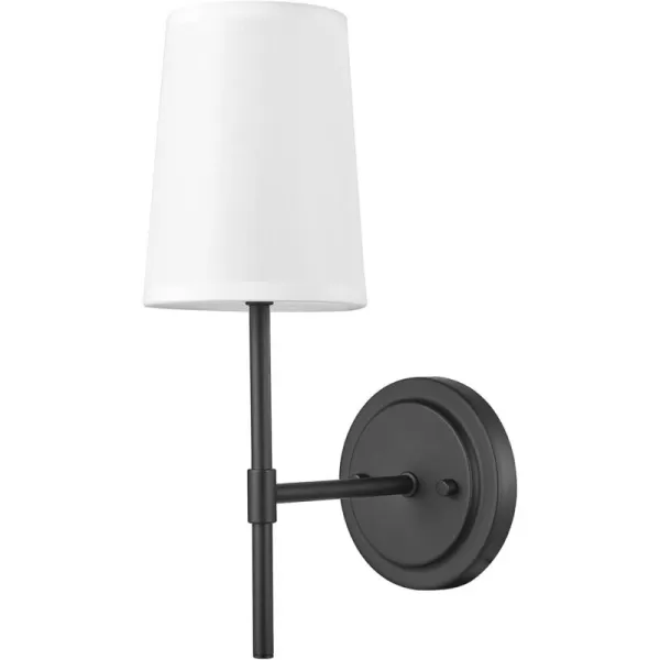 Globe Electric 51859 1Light Wall Sconce Matte Black White Fabric Shade Wall Lighting Wall Lamp Dimmable Wall Lights for Bedroom Kitchen Sconces Wall Lighting Home Dcor Bulb Not IncludedMatte Black  White Shade