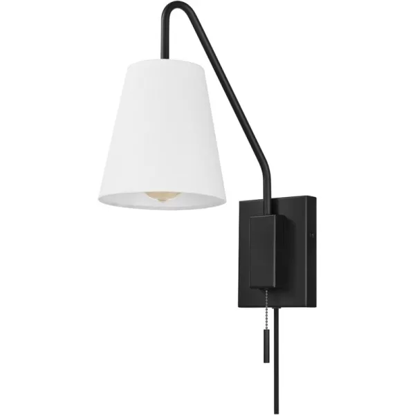 Globe Electric 51859 1Light Wall Sconce Matte Black White Fabric Shade Wall Lighting Wall Lamp Dimmable Wall Lights for Bedroom Kitchen Sconces Wall Lighting Home Dcor Bulb Not IncludedMatte Black  Everett