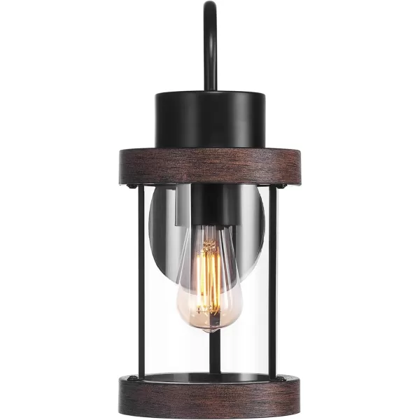 Globe Electric 44681 Bowery Sconce Matte Black with Faux Wood AccentsFaux Wood