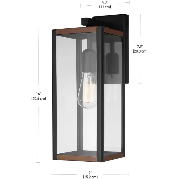 Globe Electric 44681 Bowery Sconce Matte Black with Faux Wood AccentsMatte Black  Faux Wood