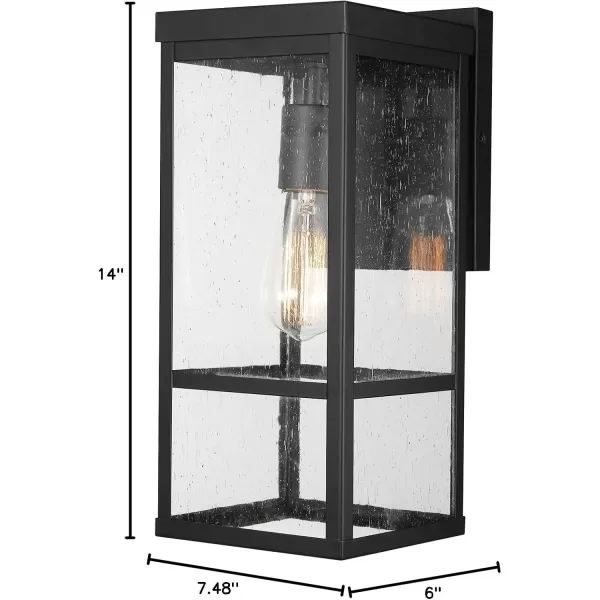 Globe Electric 44681 Bowery Sconce Matte Black with Faux Wood AccentsMatte Black  Seeded Glass