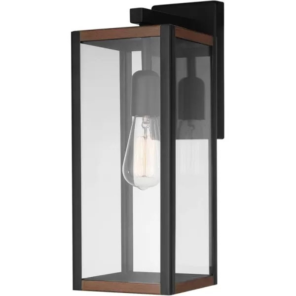 Globe Electric 44681 Bowery Sconce Matte Black with Faux Wood AccentsMatte Black  Faux Wood