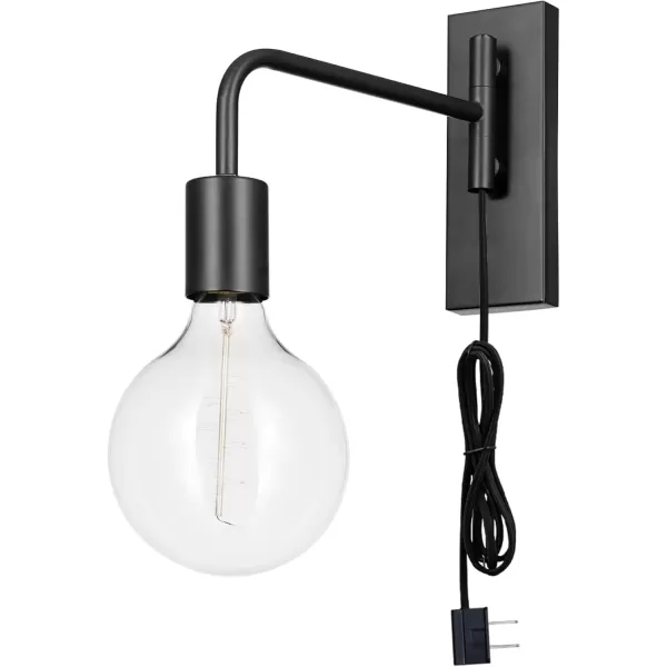 imageGlobe Electric 51370 1Light Plugin Wall Sconce Matte Black Black Cloth Cord Wall Lights for Bedroom Kitchen Sconces Wall Lighting Wall Lights for Living Room Home Dcor Bulb Not IncludedSydney