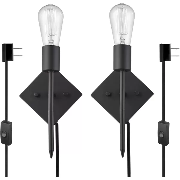 imageGlobe Electric 51370 1Light Plugin Wall Sconce Matte Black Black Cloth Cord Wall Lights for Bedroom Kitchen Sconces Wall Lighting Wall Lights for Living Room Home Dcor Bulb Not IncludedRotterdam