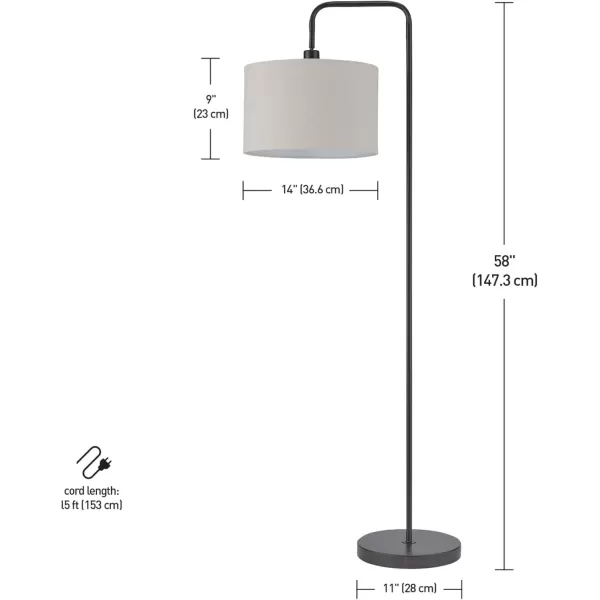 imageGlobe Electric 67065 58quot Floor Lamp Black Dark Gray Velvet Shade OnOff Socket Rotary Switch Living Room Dcor Reading Light Home Essentials Bedroom Office AccessoriesDark Bronze