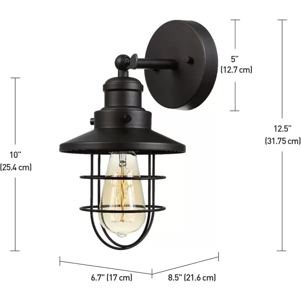 imageGlobe Electric 59123 1Light Wall Sconce Dark Bronze Removable Cage Shade Wall Lighting Wall Lamp Dimmable Wall Lights for Bedroom Kitchen Sconces Wall Lighting Home Dcor Bulb Not IncludedDark Bronze