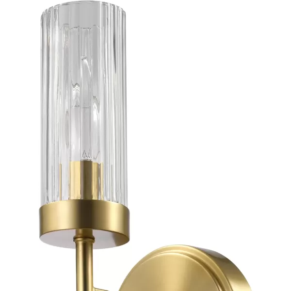 imageGlobe Electric 65311 1Light Plugin or Hardwire Industrial Wall Sconce Dark Bronze Finish OnOff Rotary Switch 6ft Clear Cord Clear Glass Shade Wall Lights for Bedroom Plug in Kitchen SconcesMatte Brass  Ribbed Glass