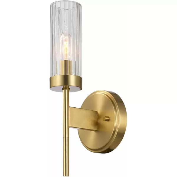 imageGlobe Electric 65311 1Light Plugin or Hardwire Industrial Wall Sconce Dark Bronze Finish OnOff Rotary Switch 6ft Clear Cord Clear Glass Shade Wall Lights for Bedroom Plug in Kitchen SconcesMatte Brass  Ribbed Glass