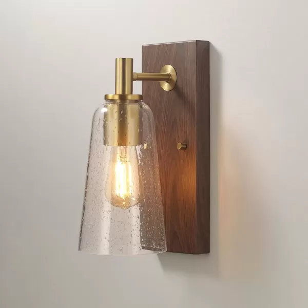 imageGlobe Electric 65311 1Light Plugin or Hardwire Industrial Wall Sconce Dark Bronze Finish OnOff Rotary Switch 6ft Clear Cord Clear Glass Shade Wall Lights for Bedroom Plug in Kitchen SconcesDark Wood