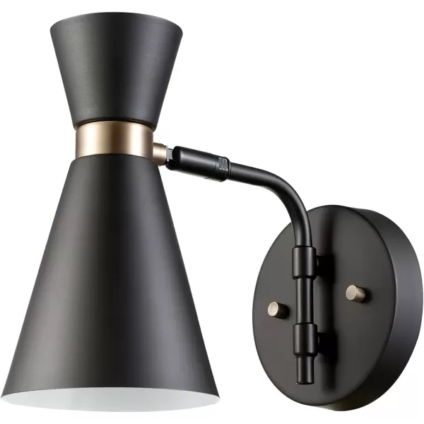 imageGlobe Electric 65855 Belmont 1Light Wall Sconce Satin Black Gold Accents Bulb Not IncludedBelmont Matte Black