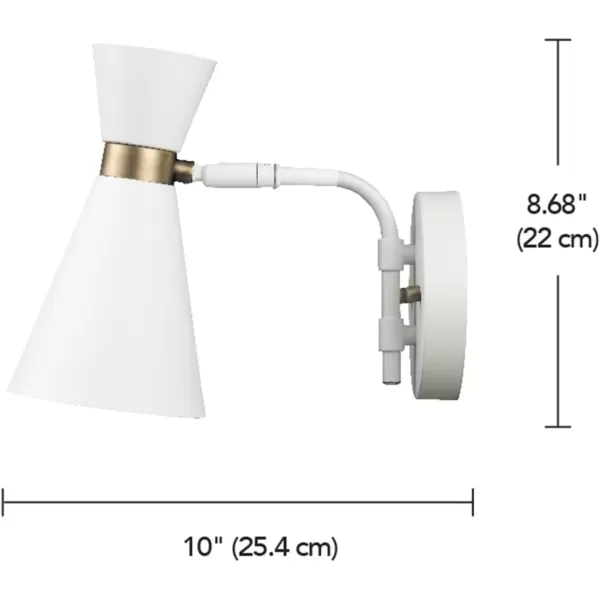 imageGlobe Electric 65855 Belmont 1Light Wall Sconce Satin Black Gold Accents Bulb Not IncludedBelmont Matte White