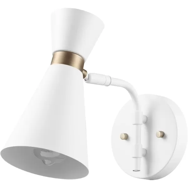 imageGlobe Electric 65855 Belmont 1Light Wall Sconce Satin Black Gold Accents Bulb Not IncludedBelmont Matte White