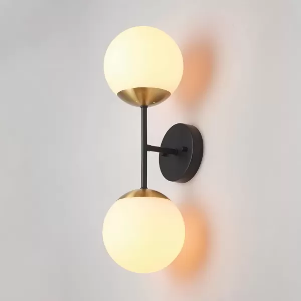 imageGlobe Electric 65855 Belmont 1Light Wall Sconce Satin Black Gold Accents Bulb Not IncludedCelestia Black