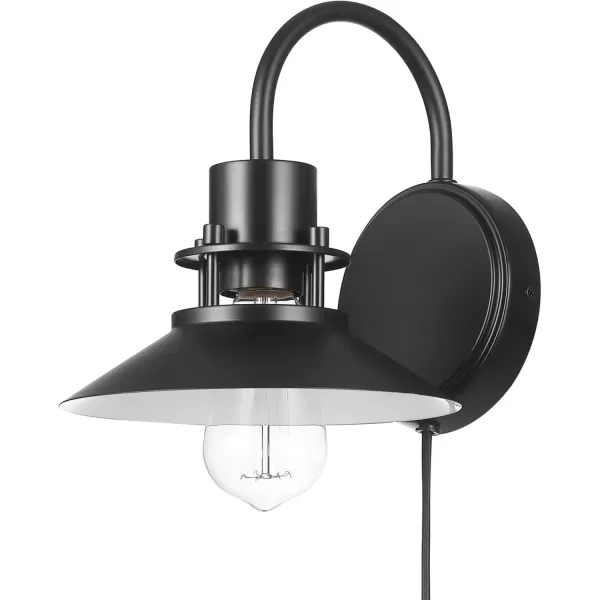 imageGlobe Electric 65855 Belmont 1Light Wall Sconce Satin Black Gold Accents Bulb Not IncludedWren Matte Black