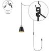 imageGlobe Electric 60607 1Light Pendant Light Matte Black Matte Brass Accents Matte Brass Interior Designer Black Cloth Hanging Cord Kitchen Island Caf Ceiling Hanging Light Bulb Not IncludedBlack  Brass Accents