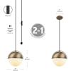 imageGlobe Electric 65773 1Light Pendant Black Matte Finish Brass Accents Half Opal Glass Shade Kitchen Island Caf Decorative Ceiling Hanging Light Fixture Modern Vintage Bulb Not IncludedYork