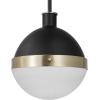 imageGlobe Electric 65773 1Light Pendant Black Matte Finish Brass Accents Half Opal Glass Shade Kitchen Island Caf Decorative Ceiling Hanging Light Fixture Modern Vintage Bulb Not IncludedBari