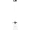 imageGlobe Electric 64023 1Light Pendant Polished Chrome Finish Clear Glass Shade with Frosted Glass Insert Pendant Light Fixture Adjustable Height Light Fixture Ceiling Hanging Bulb Not IncludedSilver