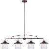 imageGlobe Electric 65382 4Light Pendant Oil Rubbed Bronze Clear Glass Shades E26 Base Socket Kitchen Island Pendant Light Fixture Adjustable Height Home Dcor Lighting Bulb Not Included