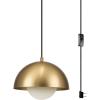 imageGlobe Electric 65773 1Light Pendant Black Matte Finish Brass Accents Half Opal Glass Shade Kitchen Island Caf Decorative Ceiling Hanging Light Fixture Modern Vintage Bulb Not IncludedAmelia Brass