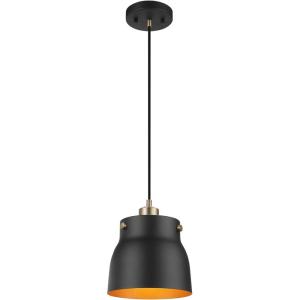 imageGlobe Electric 60607 1Light Pendant Light Matte Black Matte Brass Accents Matte Brass Interior Designer Black Cloth Hanging Cord Kitchen Island Caf Ceiling Hanging Light Bulb Not IncludedMatte Black  Brass