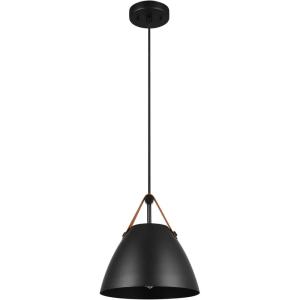 imageGlobe Electric 60607 1Light Pendant Light Matte Black Matte Brass Accents Matte Brass Interior Designer Black Cloth Hanging Cord Kitchen Island Caf Ceiling Hanging Light Bulb Not IncludedMatte Black  Faux Leather Strap