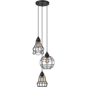 imageGlobe Electric 60846 1Light Plugin or Hardwire Pendant Lighting Dark Bronze Antique Brass Accent Socket Cage Shade 15Foot Black Fabric Cord inLine OnOff Switch Bulb Not IncludedOilRubbed Bronze